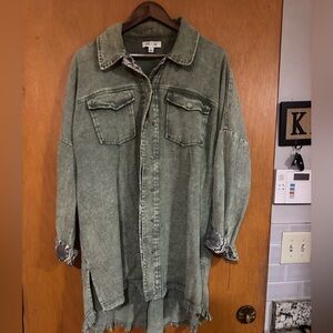 She & Sky Green Denim Jacket W/Snake trim Accents 🐍